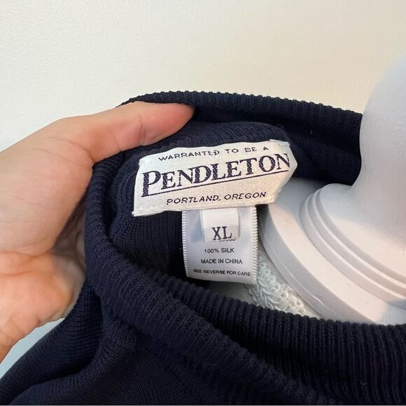 Pendleton Silk Navy Blue Turtleneck Sweater Size XL - Picture 5 of 7